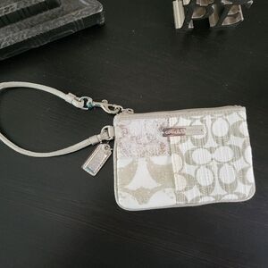 Coach Y2K Poppy Signature Wristlet in Cream and Silver-NWOT